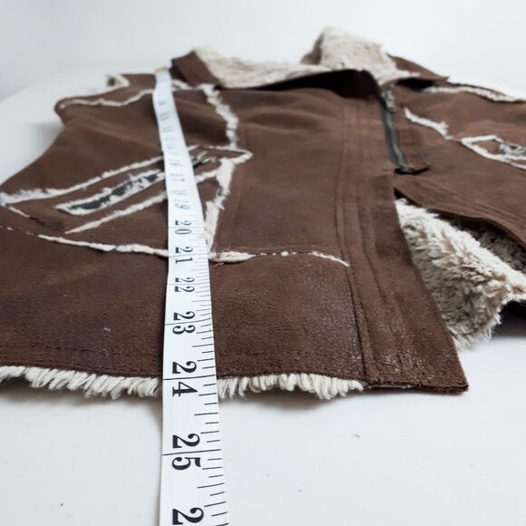 Brown Faux Shearling Suede Western Style Vest - Picture 9 of 12